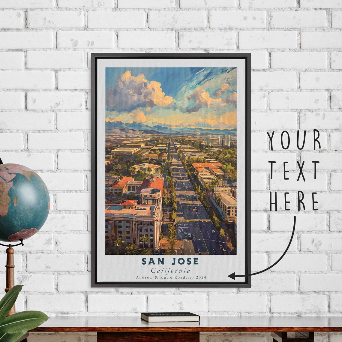 San Jose California Downtown Sunset Sky Aerial Travel Poster - Image 3