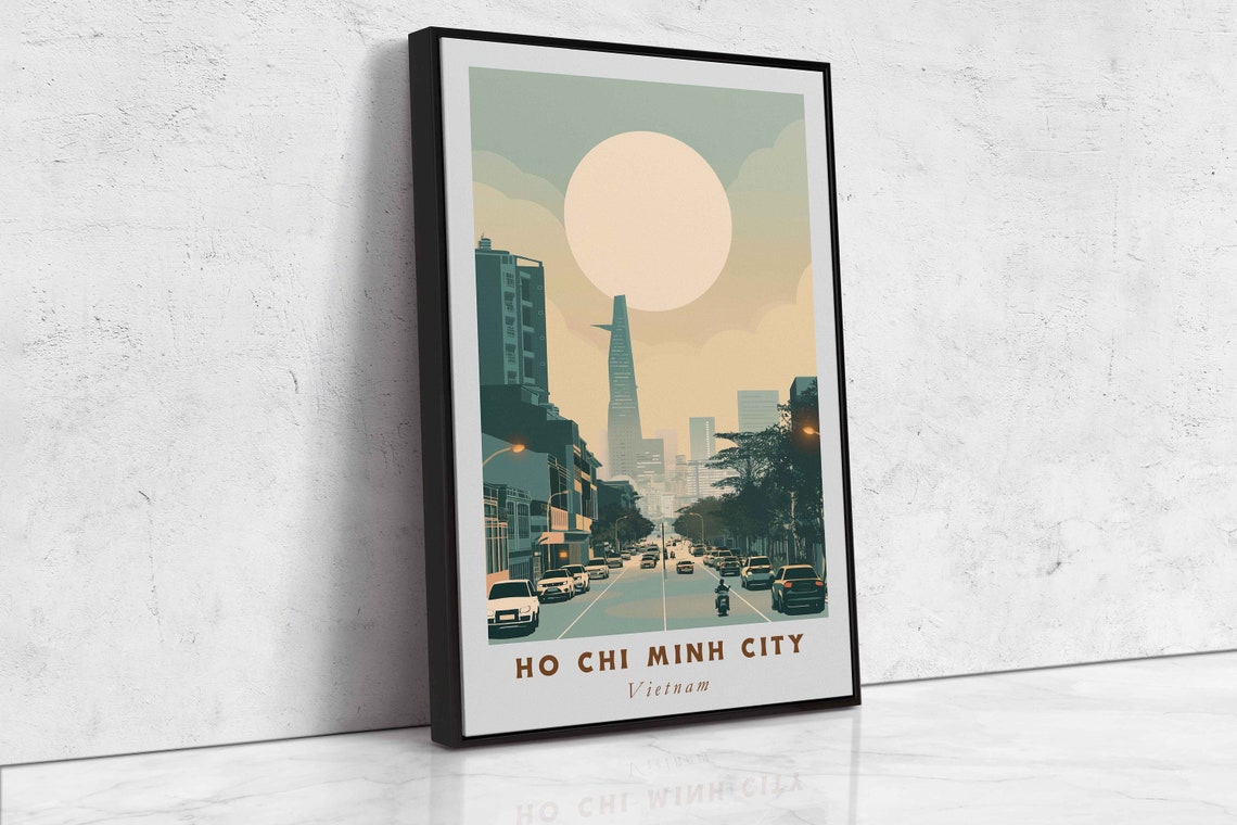 Ho Chi Minh City Vietnam Acrylic Painting Travel Art Framed Wall Art Framed Fine Art Poster Paper Print Travel Home Decor - Image 2