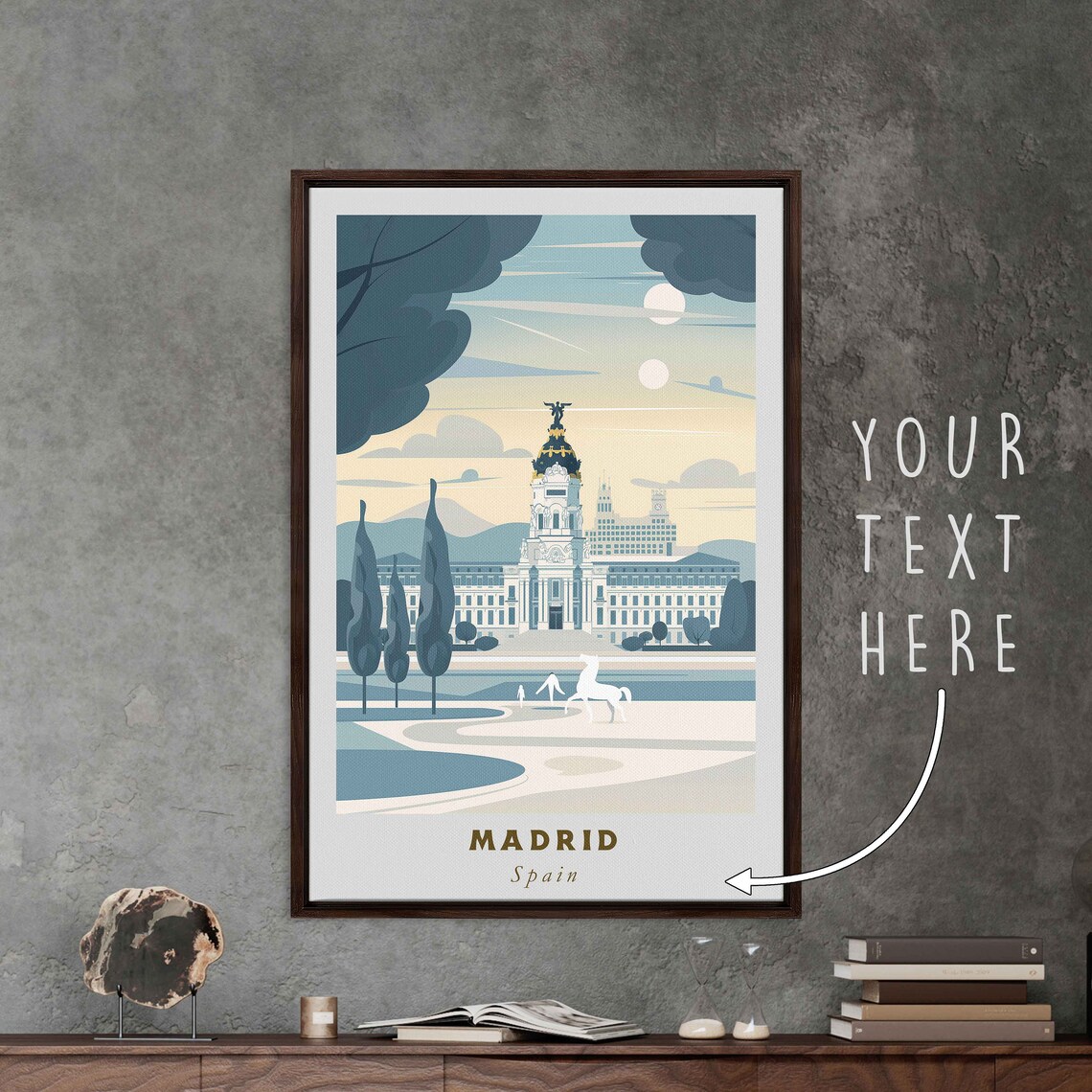 Madrid Spain Cibeles Palace Cypress Trees Morning Glow Poster