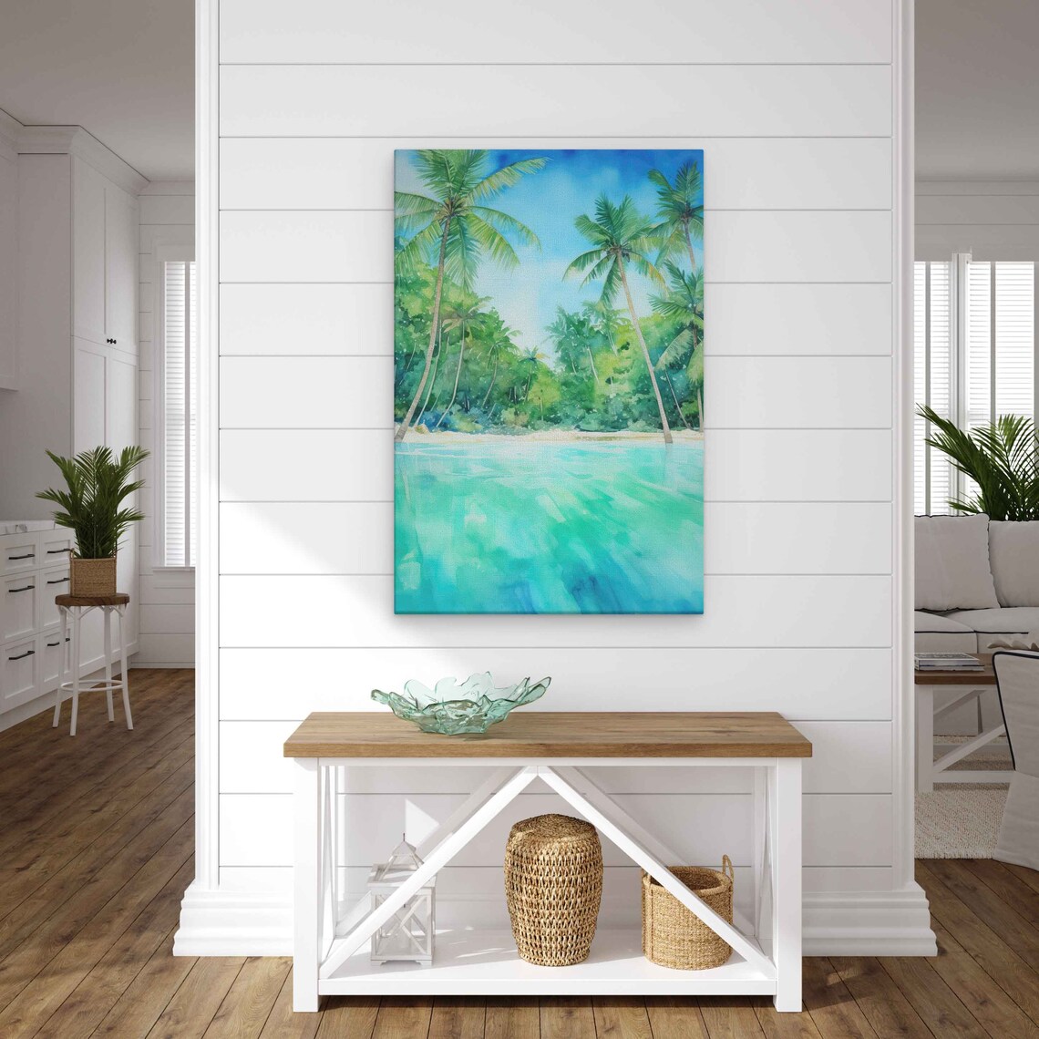 Palm Trees Tropical Beach Turquoise Water Watercolor Island Art Poster - Image 3