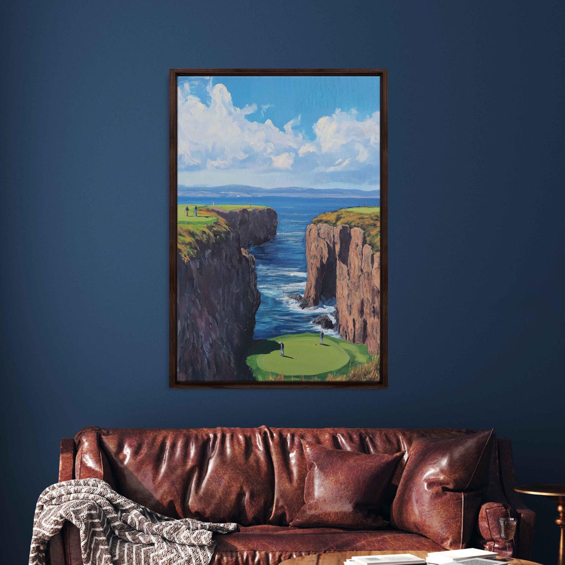 Ocean Cliff Golf Green Between Tall Red Sea Cliffs Dramatic Poster
