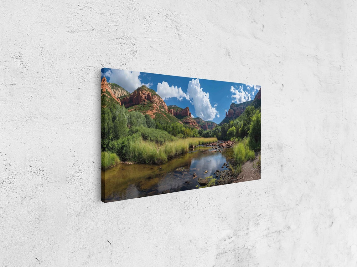 Sedona Red Rocks Reflected In Calm Creek Water Mirror Poster - Image 4