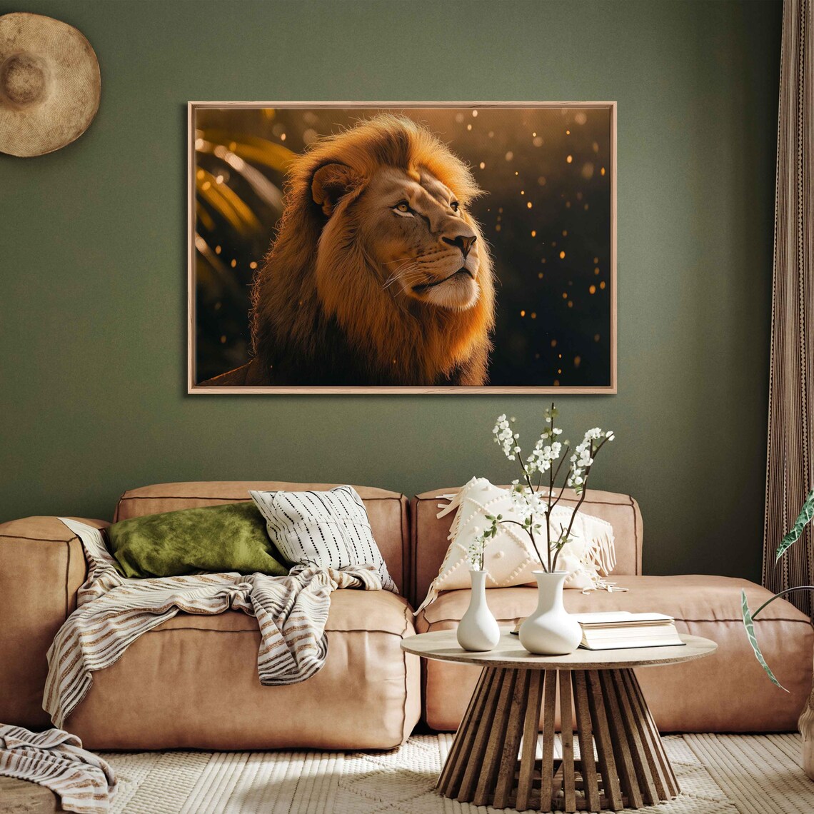 Majestic Lion Portrait Golden Mane Dark Background Regal King Of Jungle Wall Poster - Image 3