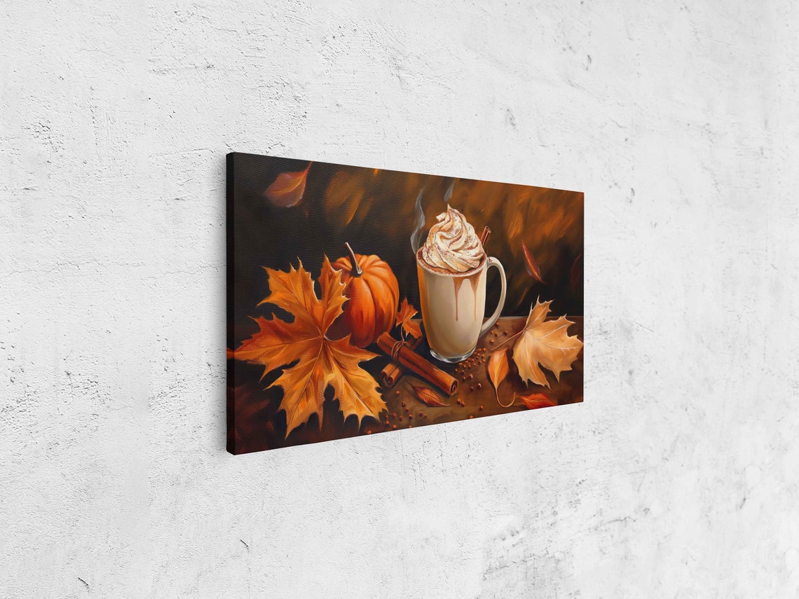 Pumpkin Spice Latte With Pumpkin And Cinnamon Cozy Fall Art Poster - Image 4