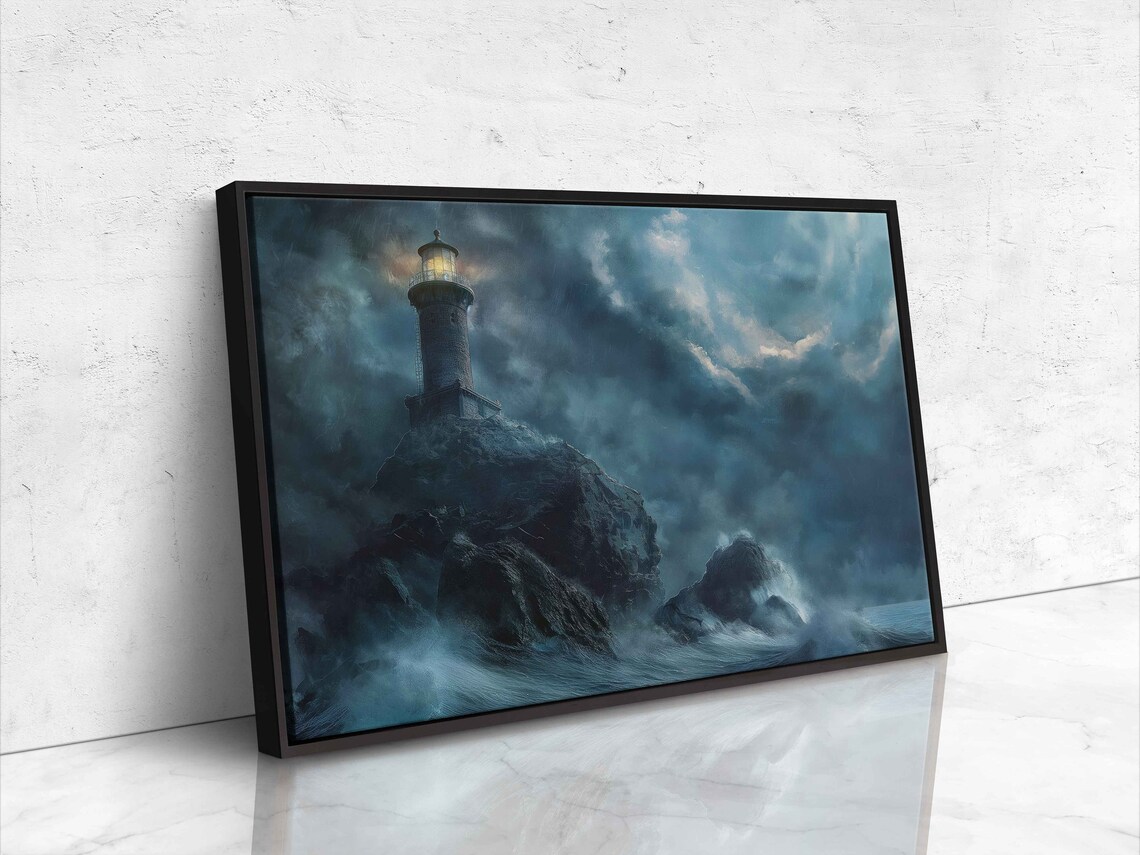 Spooky Abandoned Lighthouse, Oceanside Cliff Art Print - Image 4