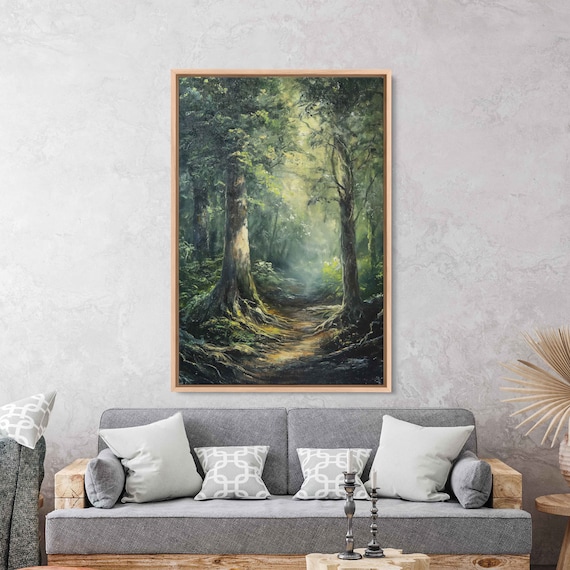 Lush Forest Path Wall Art Print Gift For Nature Lover Wooded Walkway Serene Outdoors Ready To Hang