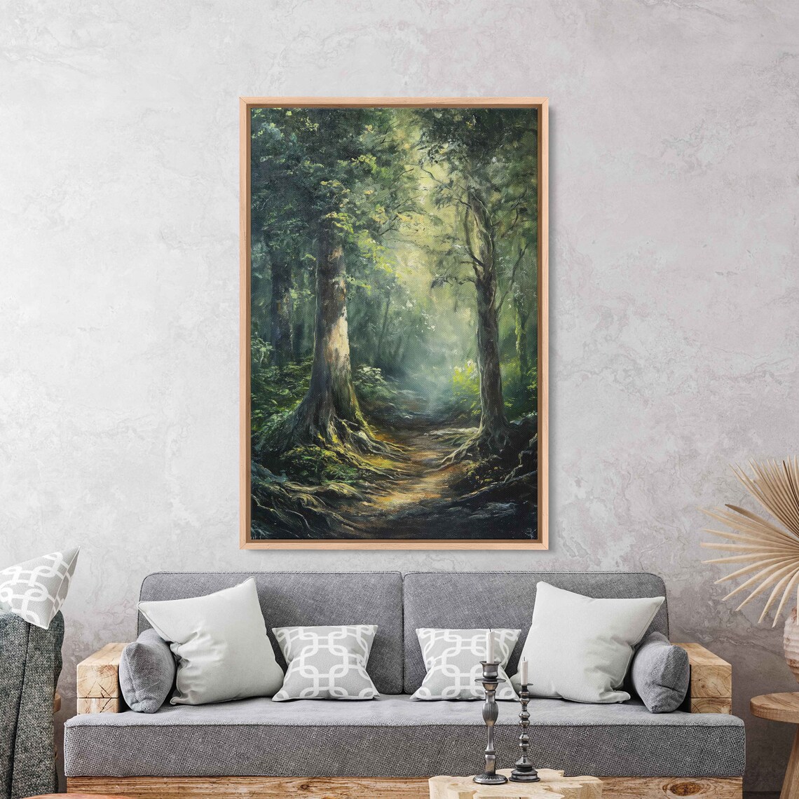 Lush Forest Path Wall Art Print Gift For Nature Lover Wooded Walkway Serene Outdoors Ready To Hang