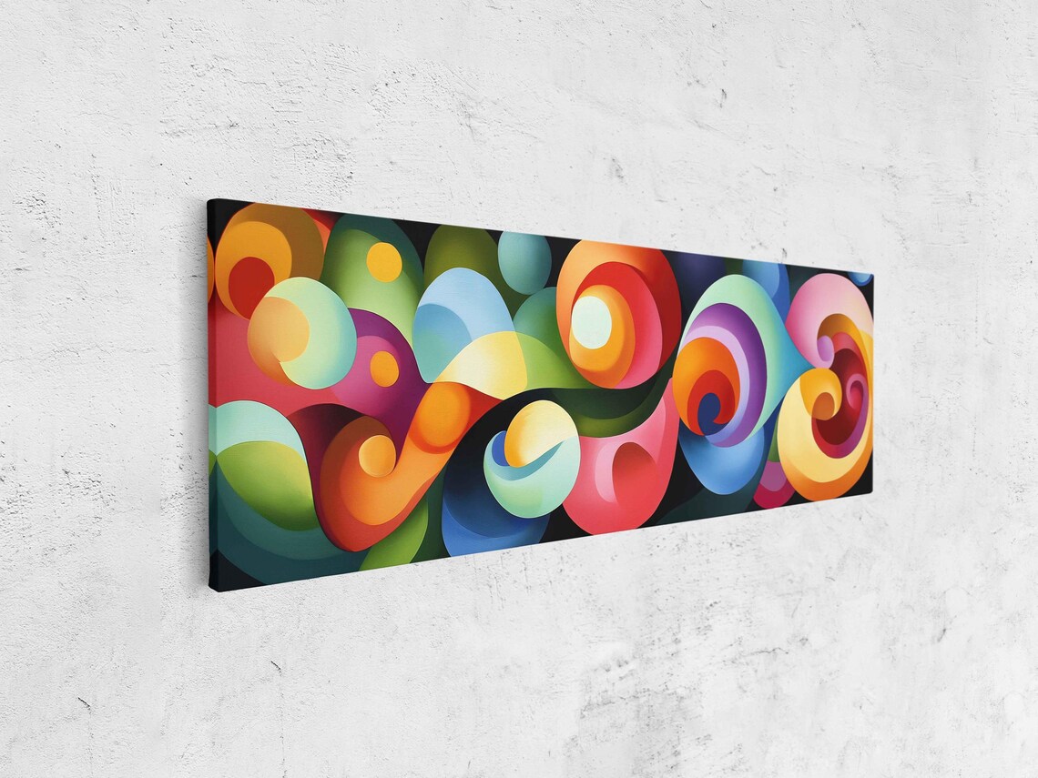 Vibrant Rainbow Swirl Abstract Painting Colorful Modern Art Poster - Image 4