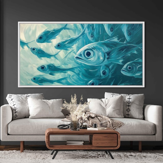 Curious Saltwater Fish Wall Art Print Abstract Acrylic Painting Ocean Play Of Light
