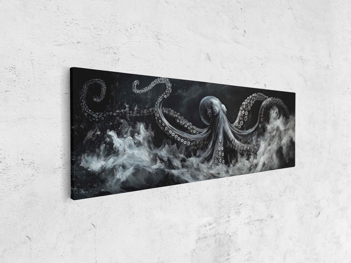 Giant Octopus Reaching From The Sea, Moody Waves - Image 4