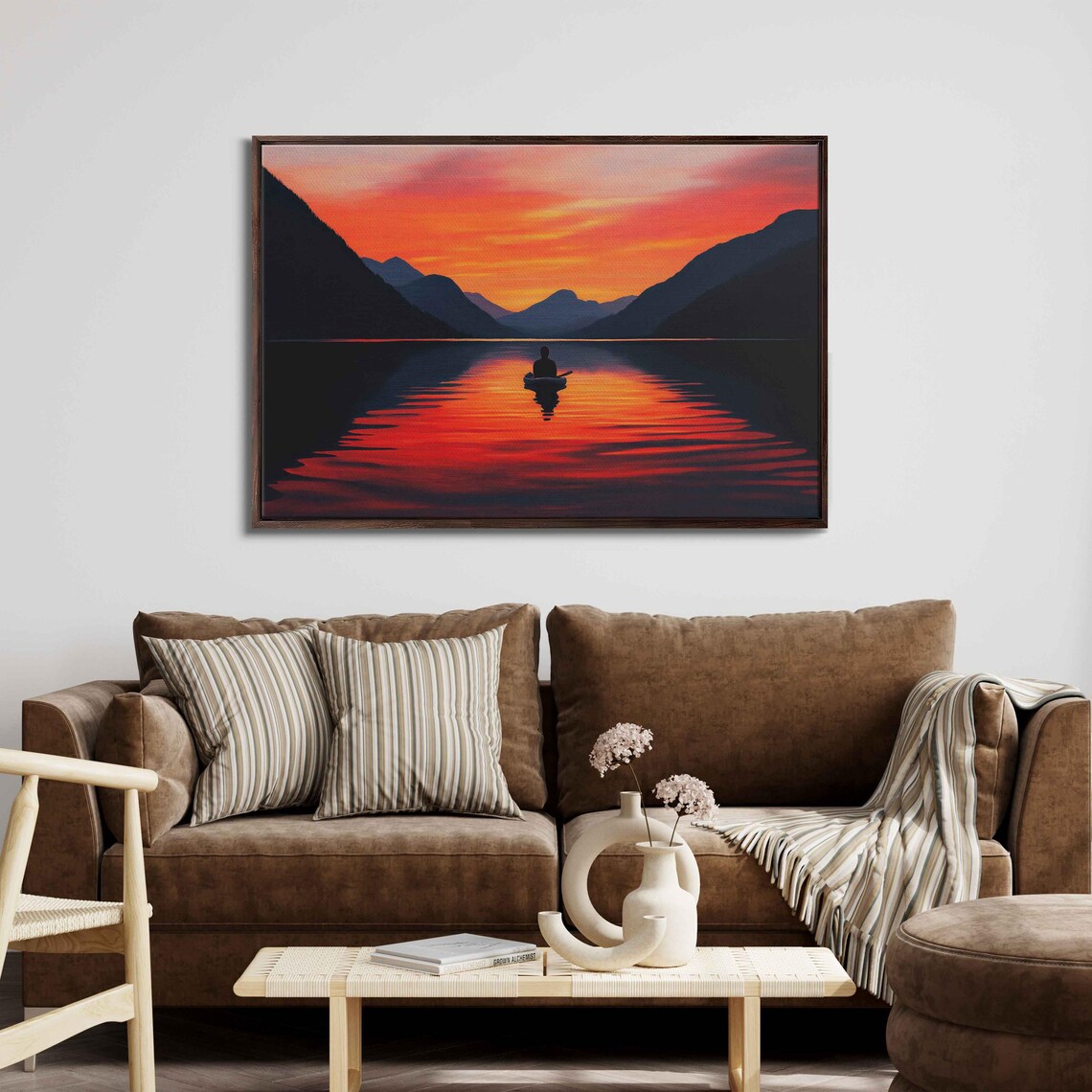 Serene Sunset Over Lake, Tranquil Reflection