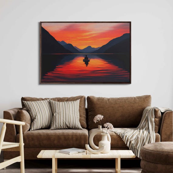 Serene Sunset Over Lake, Tranquil Reflection