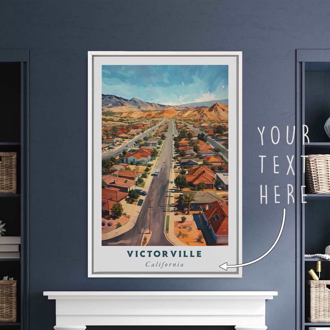 Victorville California Acrylic Painting Travel Art Framed Wall Art Framed Fine Art Poster Paper Print Travel Home Decor