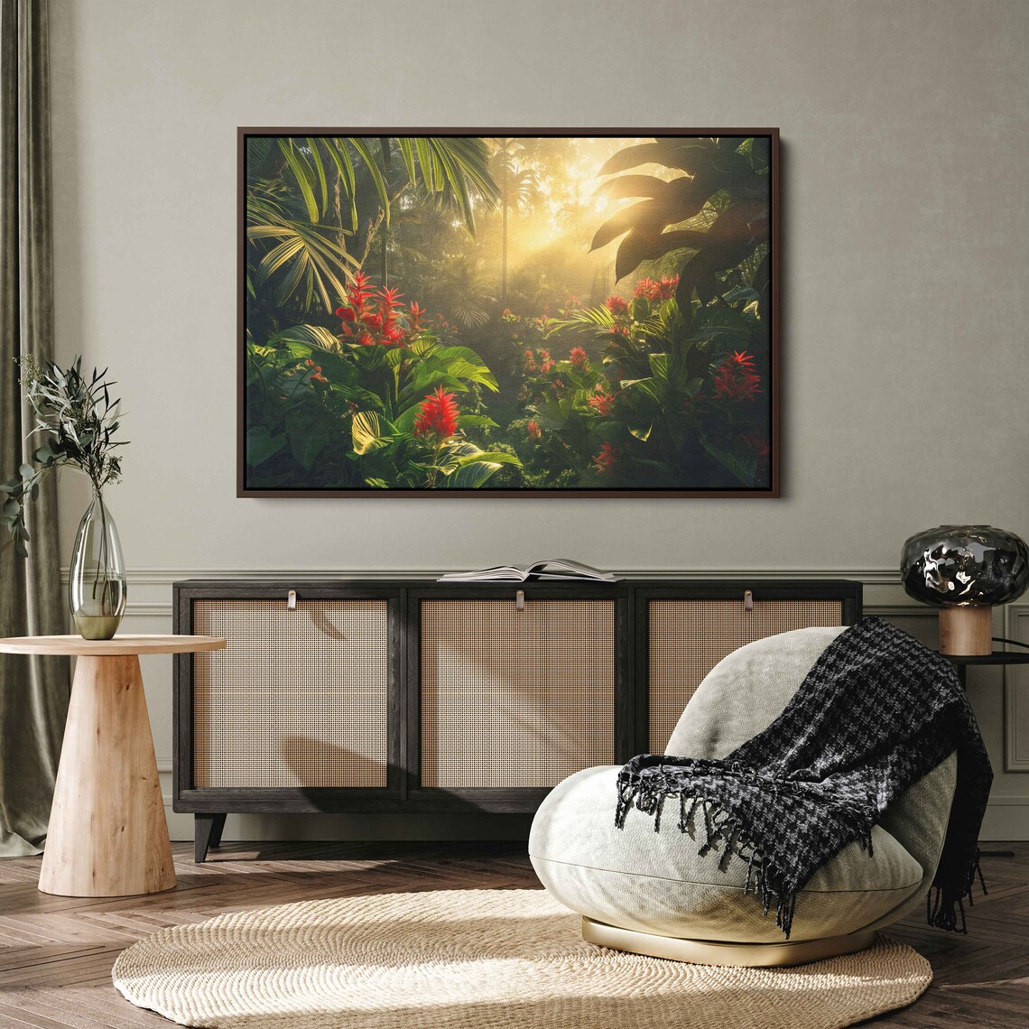 Sunlit Rainforest Lush Greenery Wall Art Print Ready To Hang - Image 3