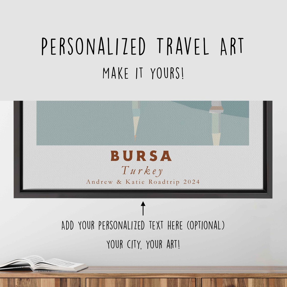 Bursa Turkey Mosque Waterfront Sunset Vintage Style Travel Poster - Image 4