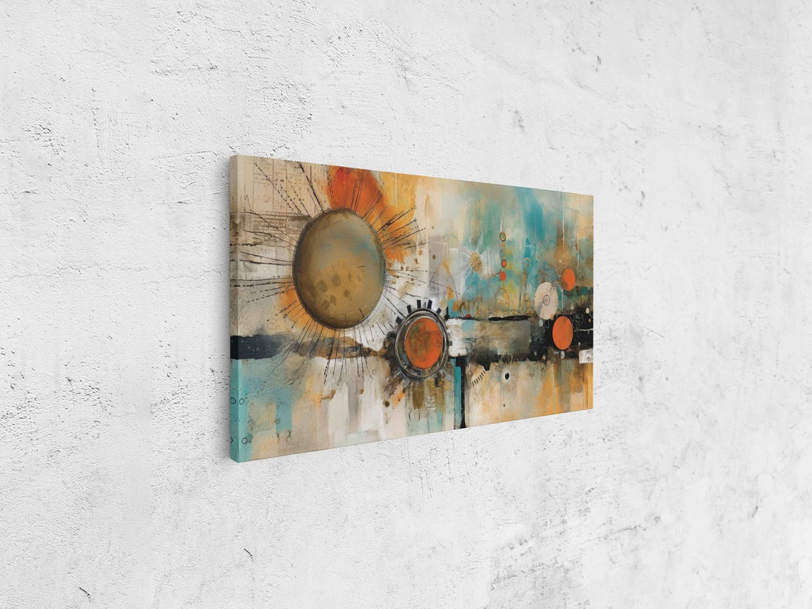Abstract Paint Splash Teal Orange Circles Modern Boho Art Print - Image 4