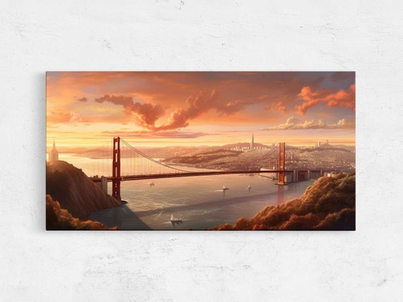 Golden Gate Bridge Wall Art San Francisco California Landmark Art Framed Print Ready To Hang