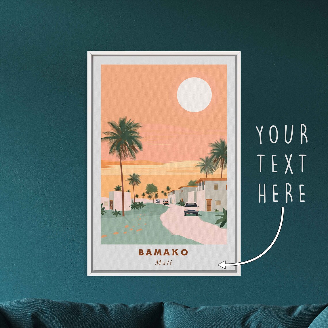 Bamako Mali Palm Street Warm Sunset Village Scene Travel Poster