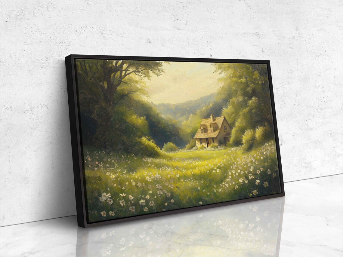 Cottage Nestled In A Wildflower Meadow In Golden Light Poster - Image 4