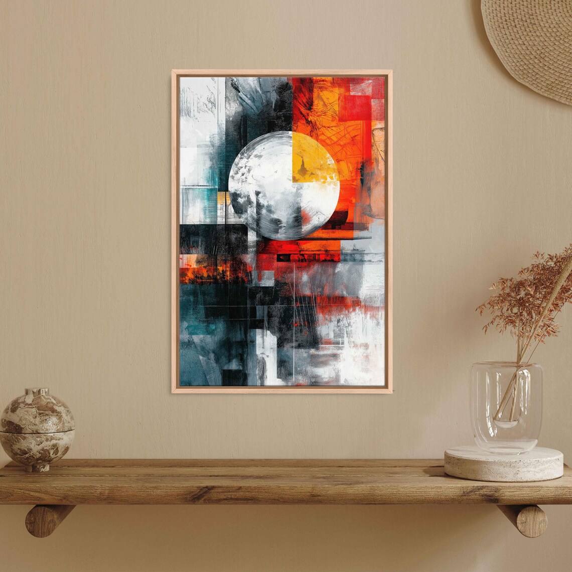 Bold Abstract Artwork, Layered Textures Modern Aesthetics