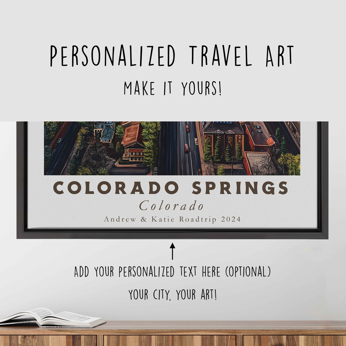 Colorado Springs Colorado Mountain City Aerial Travel Poster - Image 4