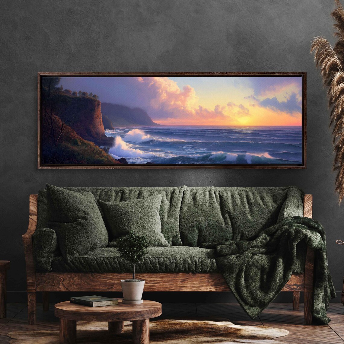Dramatic Cliffside Ocean View, Vibrant Sunset - Image 3