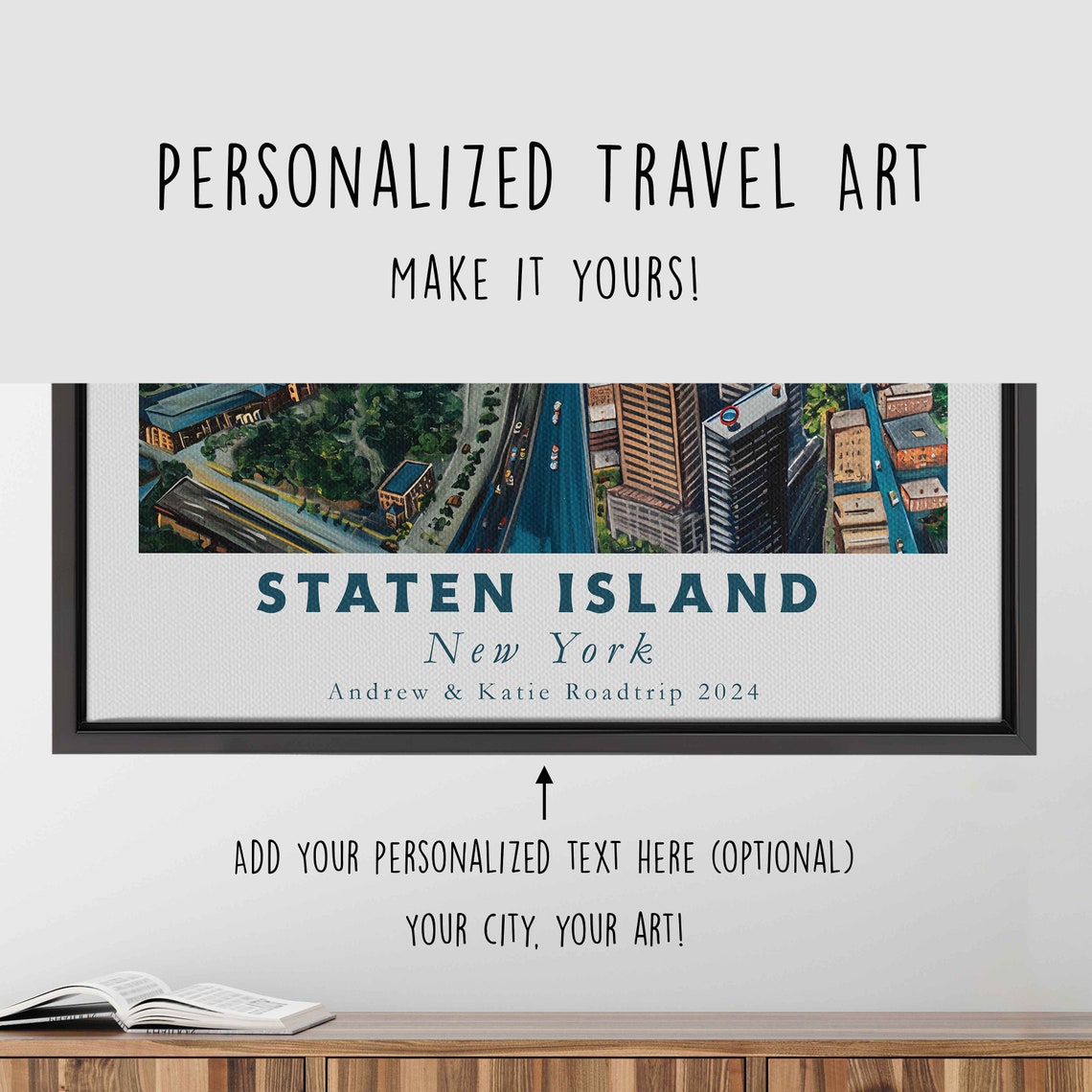 Staten Island New York Bridge Harbor Aerial View Skyline Travel Poster - Image 4
