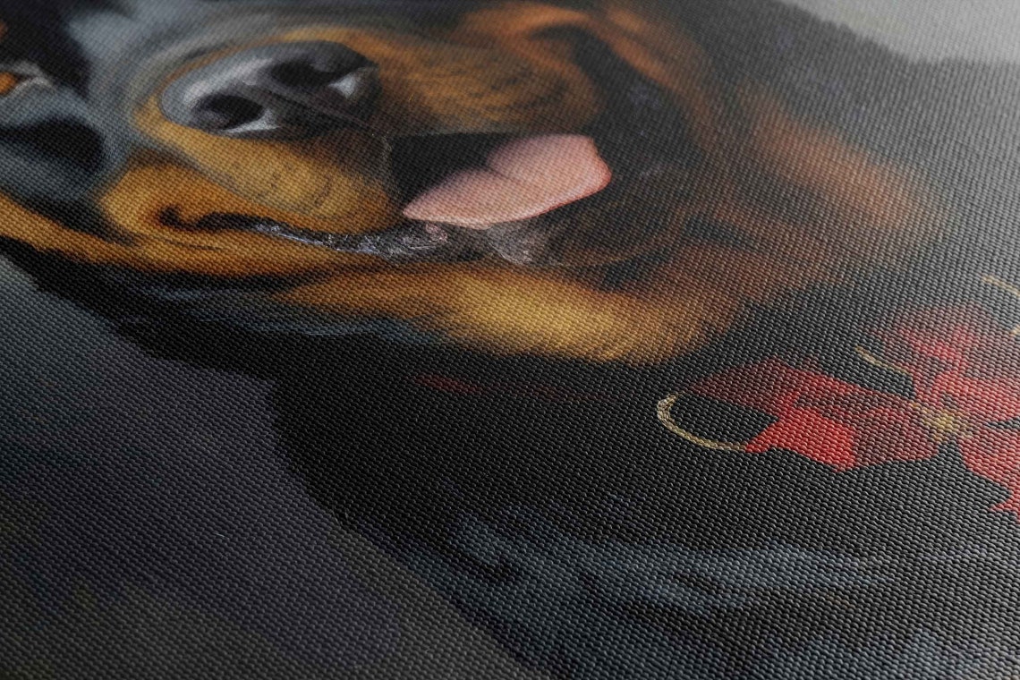 Smiling Rottweiler Santa Hat Red Bow Tie Christmas Portrait Poster - Image 2