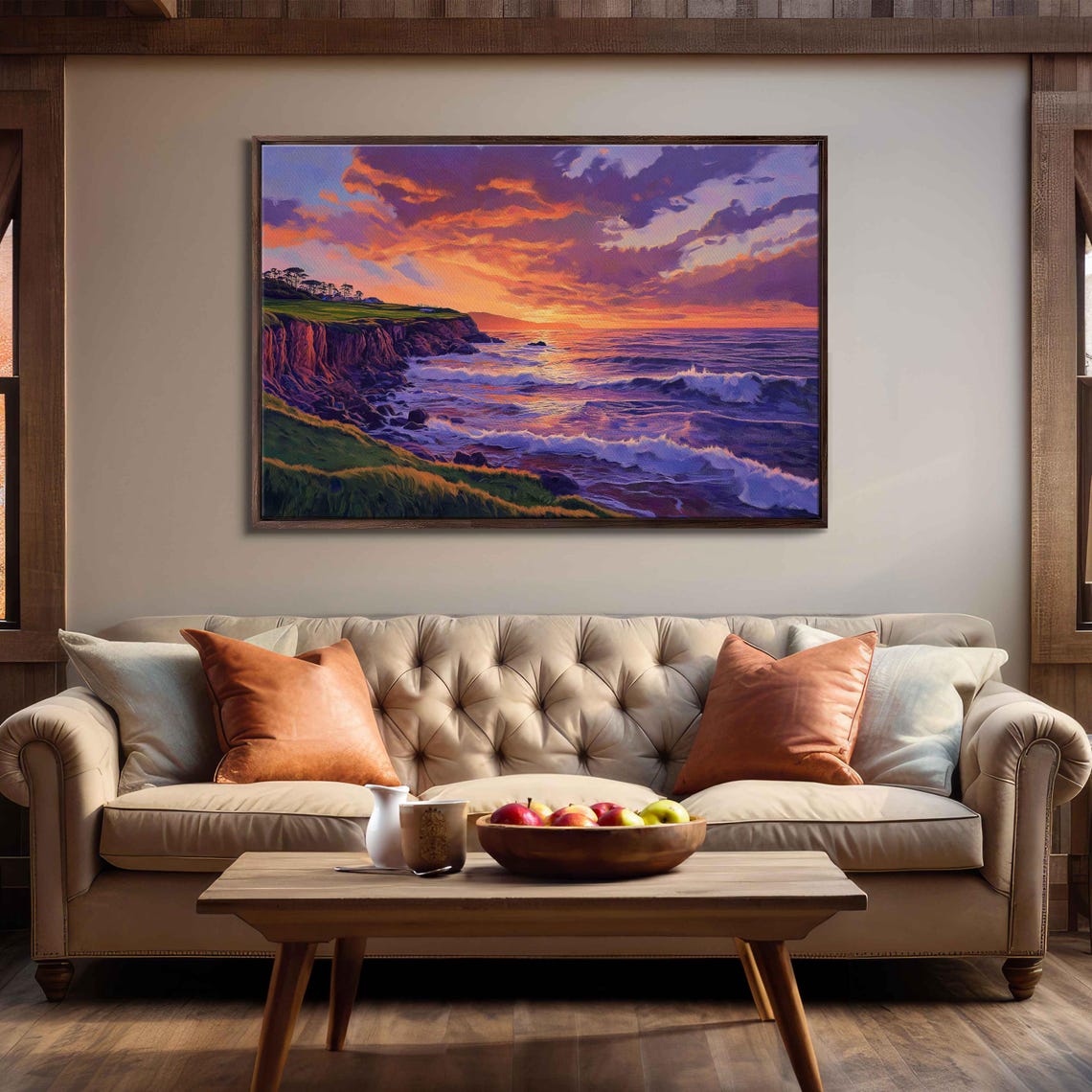 Pebble Beach Golf Links Sunset Over Ocean Purple Sky Travel Poster - Image 3