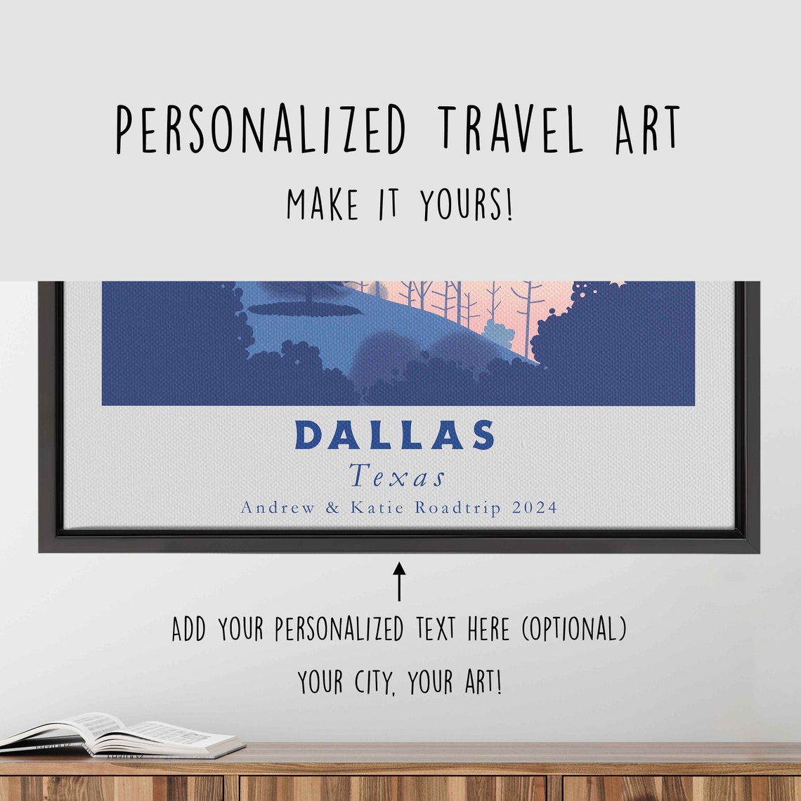 Dallas Texas Skyline Reunion Tower Sunset River View Travel Poster - Image 4