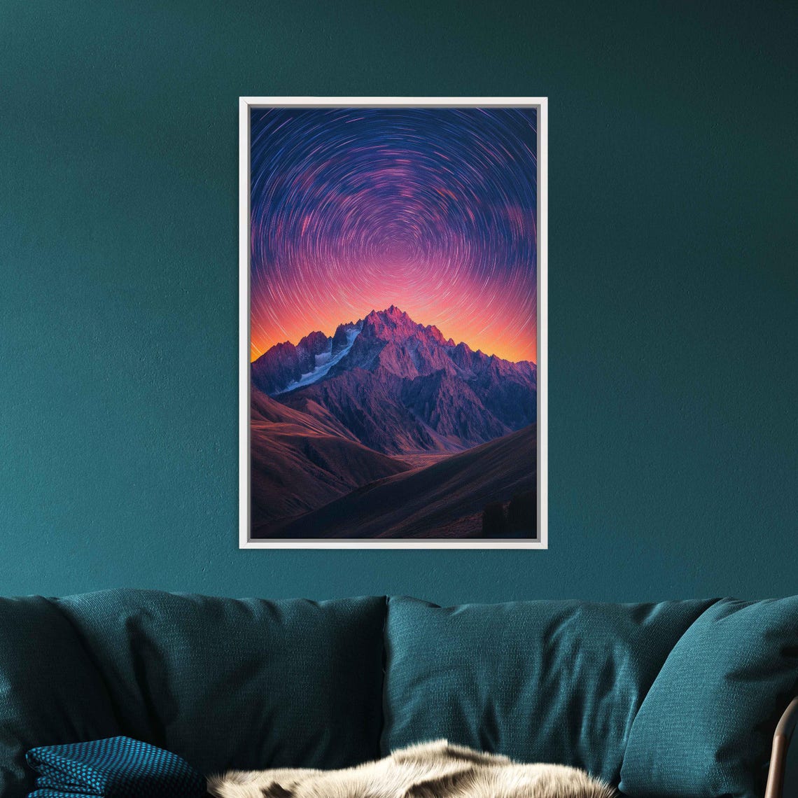 Starry Night Over Mountains Wall Art Print Vivid Colors Long Exposure Effect - Image 3