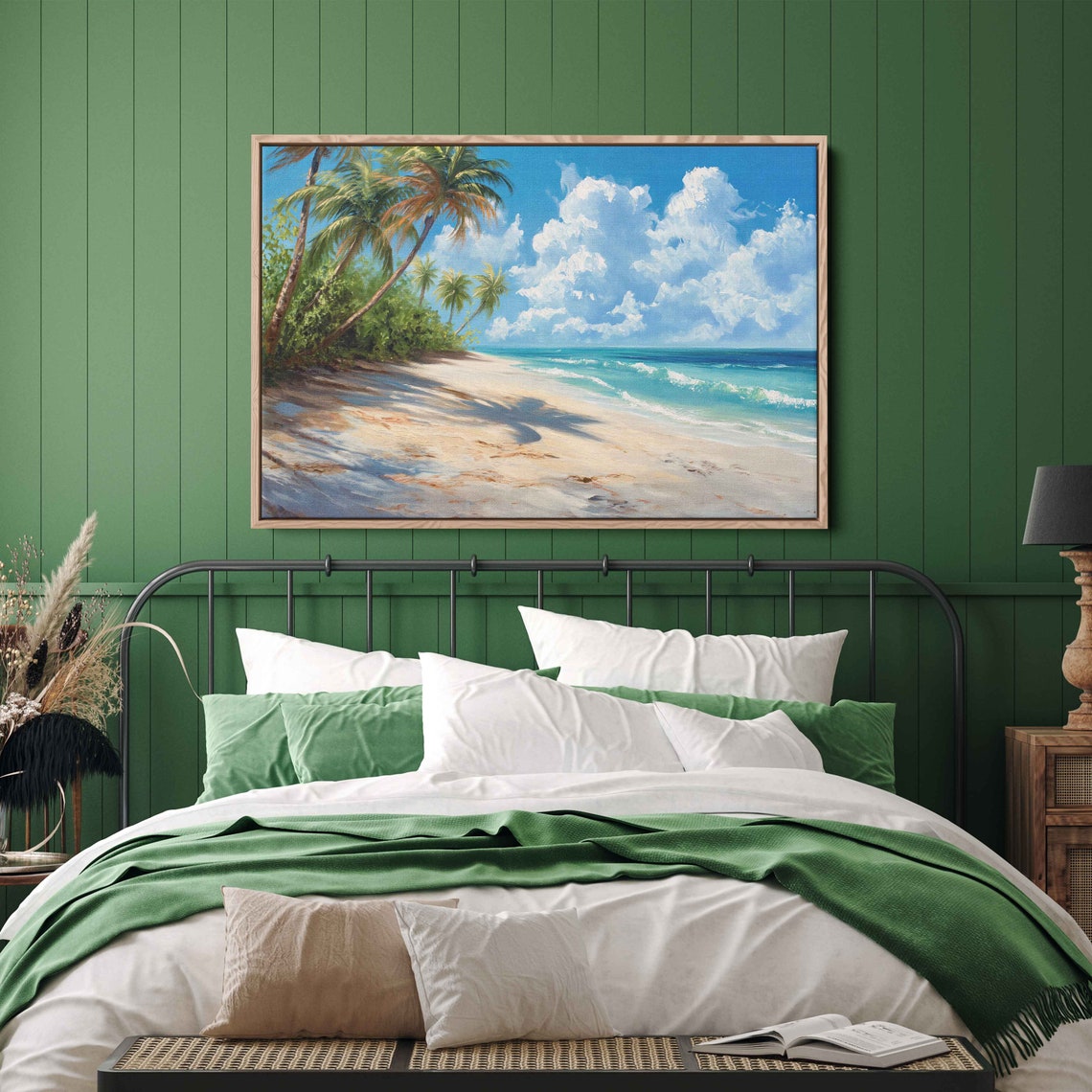 Tranquil Tropical Island With Beach Painting Framed Print Ready To Hang - Image 3