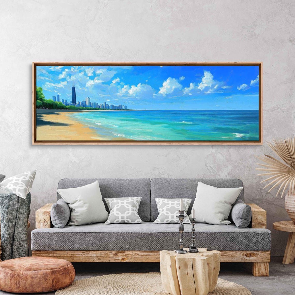 Lake Michigan Views Wall Art Print Bright Sunny Day Chicago Skyline - Image 3