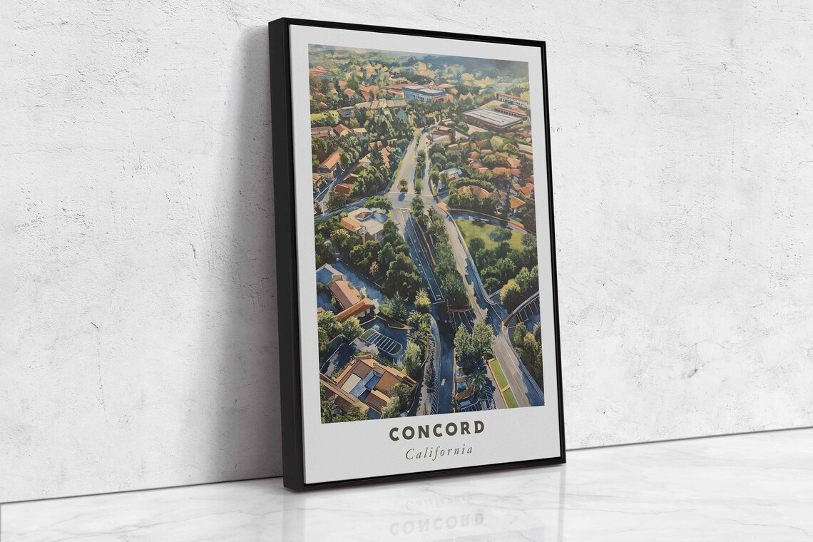 Concord California Suburban Street Aerial Neighborhood Travel Poster - Image 2