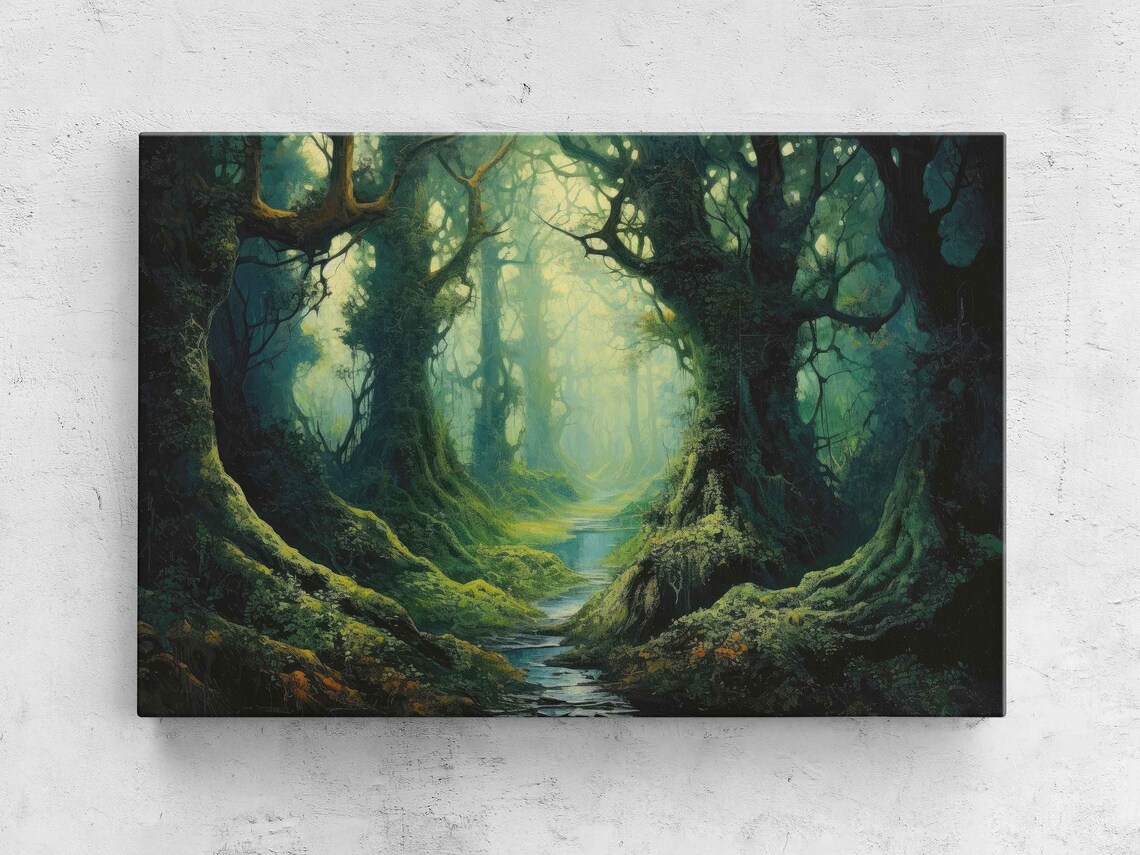 Moss Covered Forest Swamp, Nature Wall Art Print
