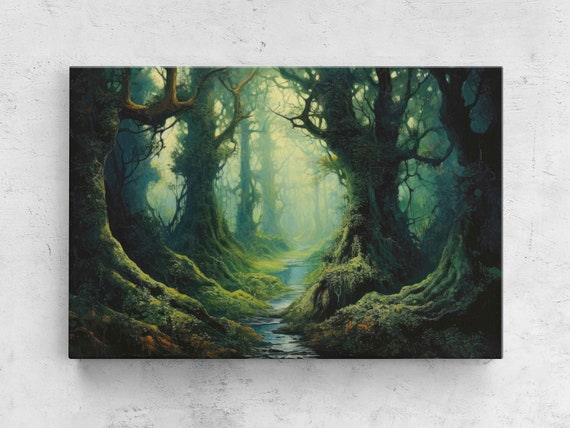 Moss Covered Forest Swamp, Nature Wall Art Print