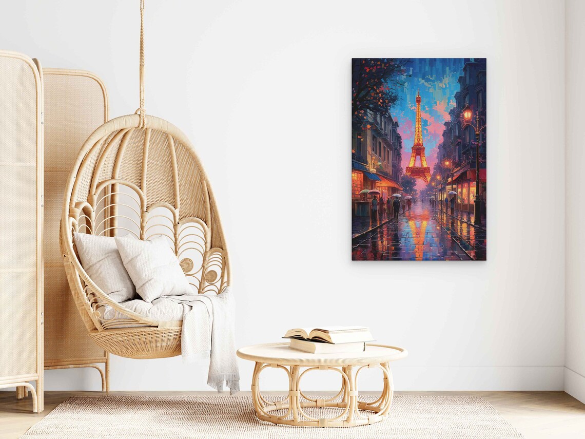 Paris, France Eiffel Tower Modern Oil Painting Art Print - Image 3