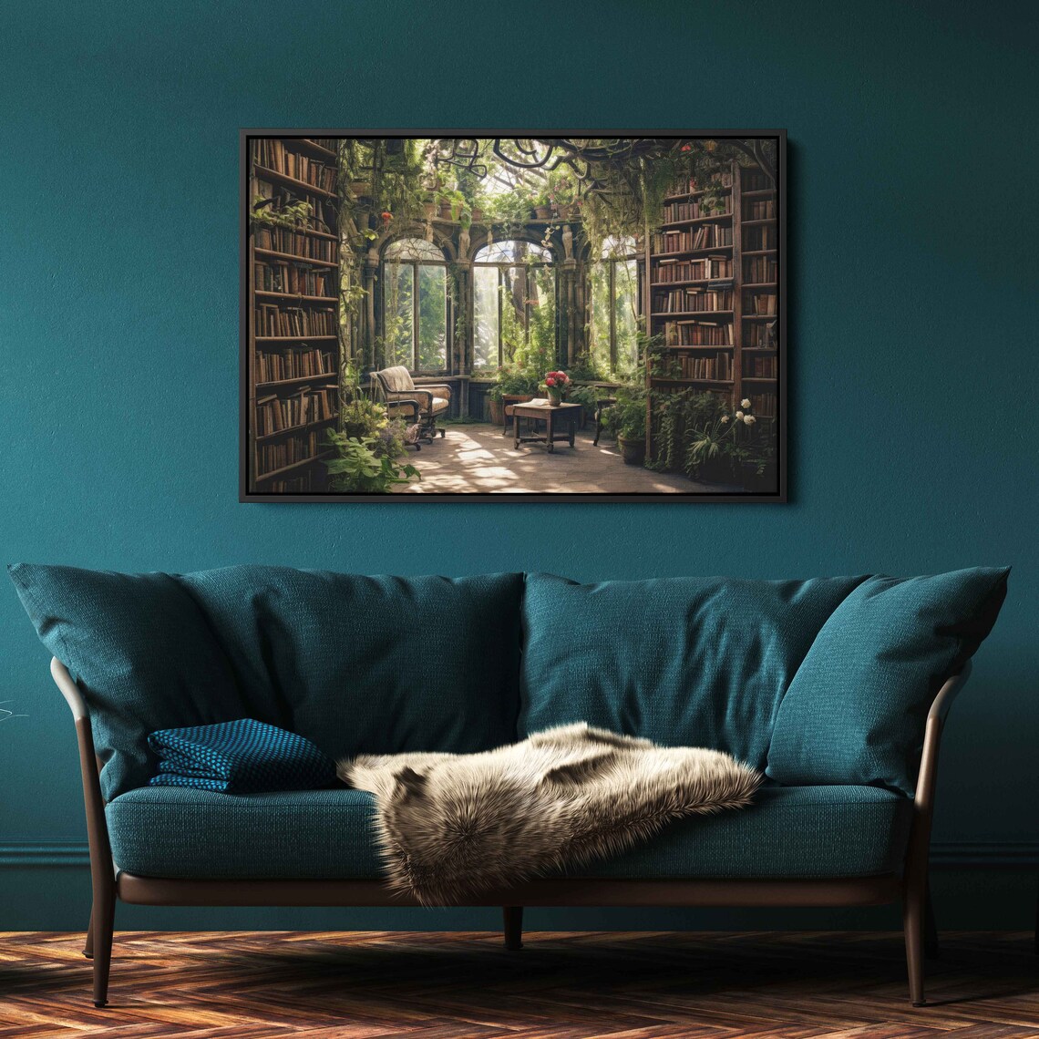 Greenhouse Book Nook Art Print, Plant Lover Decor - Image 2