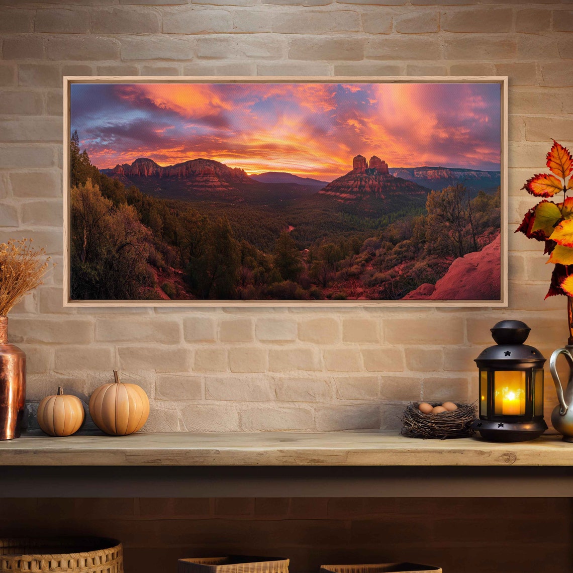 Sedona Arizona Cathedral Rock Sunset Panoramic Red Rocks Travel Poster - Image 2