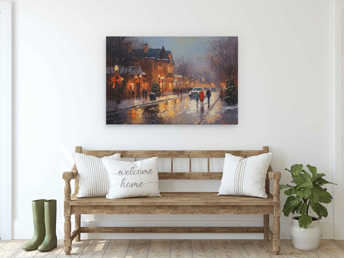 Frankenmuth Christmas Main Street Oil Painting Art Print - Image 2