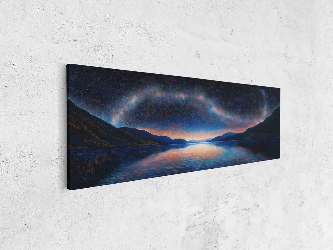 Starry Night Sky Over Tranquil Lake Art Print - Image 4