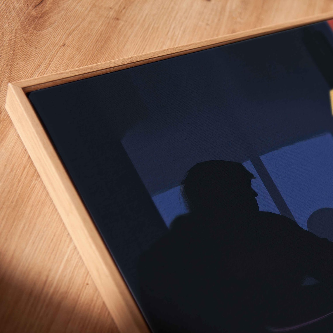 Bar Silhouettes at Dusk Neon Orange Window Evening Scene Poster - Image 2
