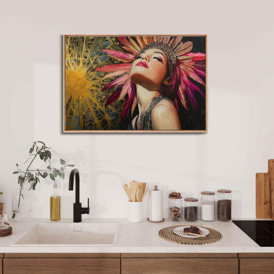 Art Deco Showgirl Feathered Headdress Glamour Portrait Poster