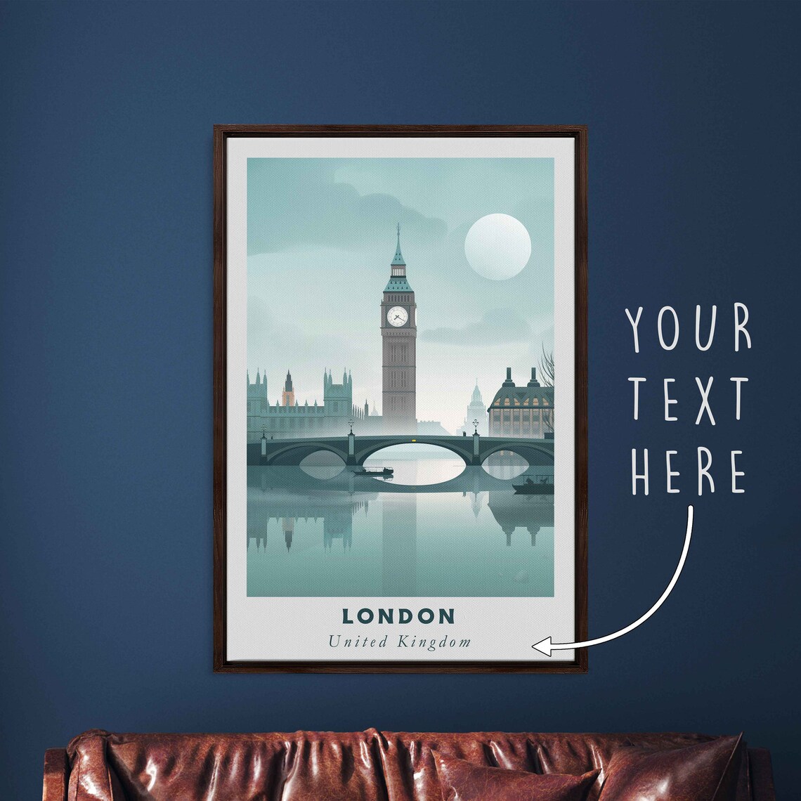 London United Kingdom Acrylic Painting Travel Art Framed Wall Art Framed Fine Art Poster Paper Print Travel Home Decor