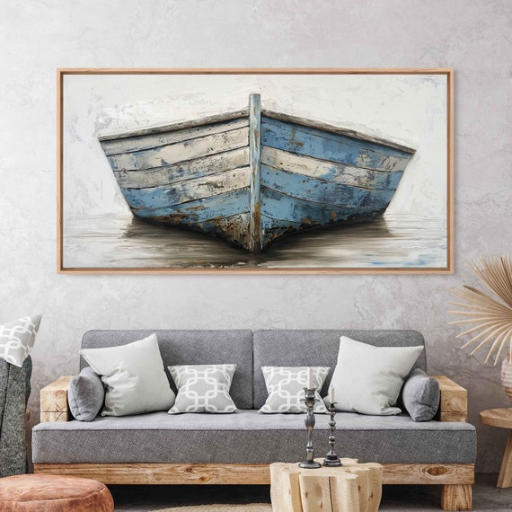 Rustic Wooden Boat Hull Wall Art Print Gift For Sailor Sailing Painting Lake Art Lake House Wall Art Ready To Hang
