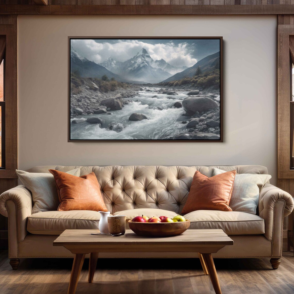 Rocky River Mountains Wall Art Print White Water Rapids Mountain Range Intense River Ready To Hang - Image 2