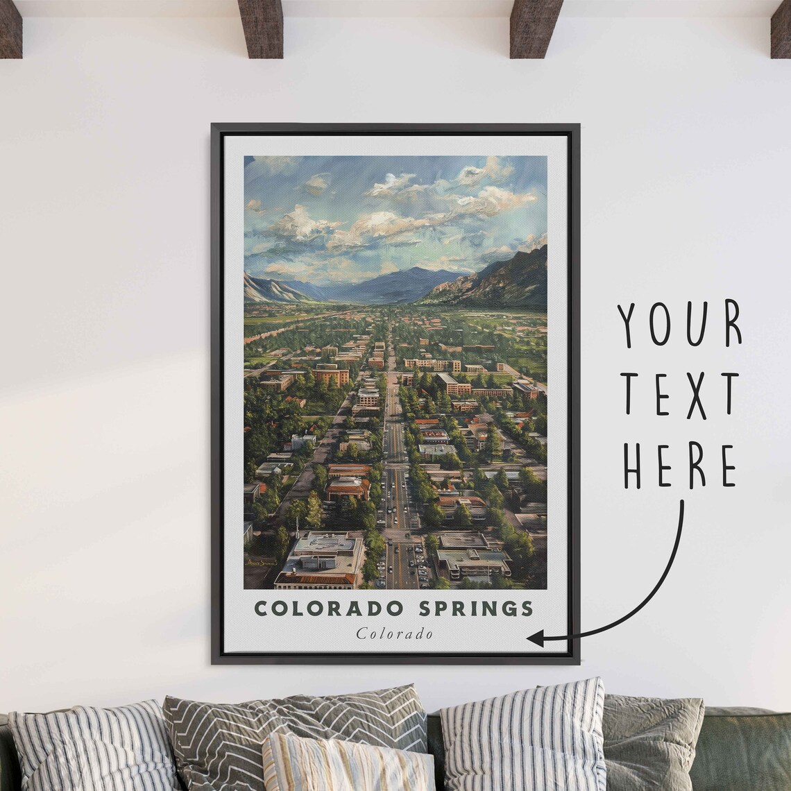 Colorado Springs Colorado Downtown Mountain View Travel Poster