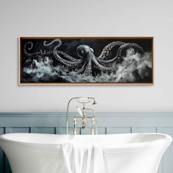 Giant Octopus Reaching From The Sea, Moody Waves
