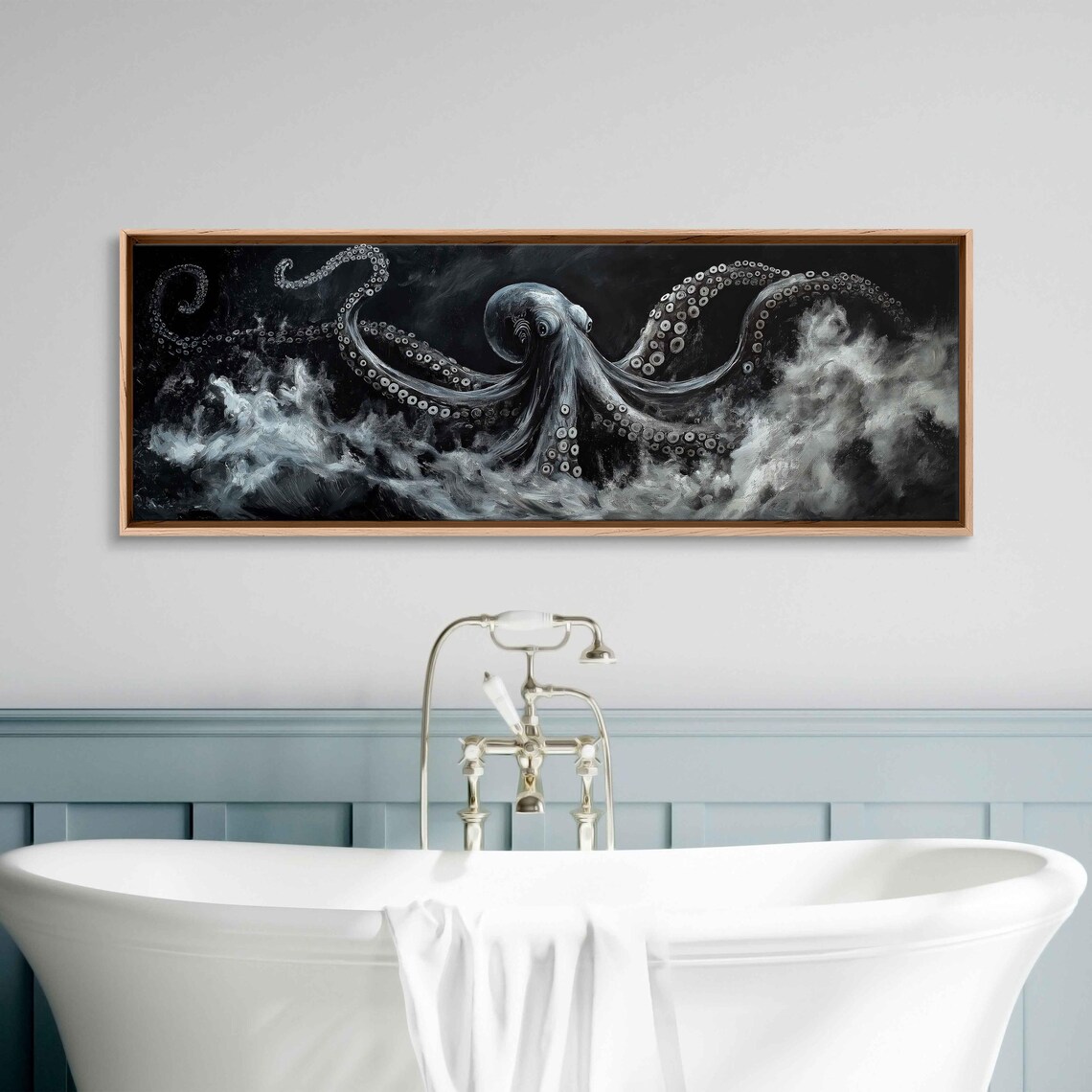 Giant Octopus Reaching From The Sea, Moody Waves