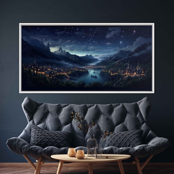 Fairytale City Landscape, Van Gogh-Inspired Art Print